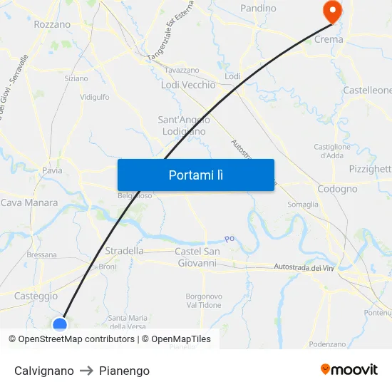 Calvignano to Pianengo map