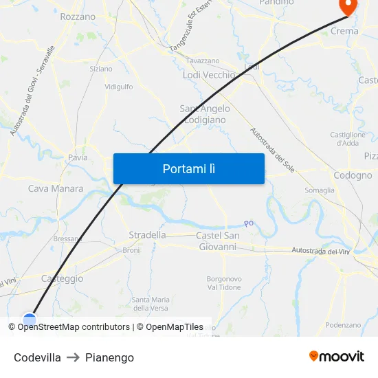 Codevilla to Pianengo map