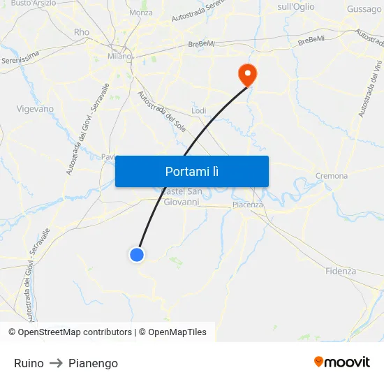 Ruino to Pianengo map