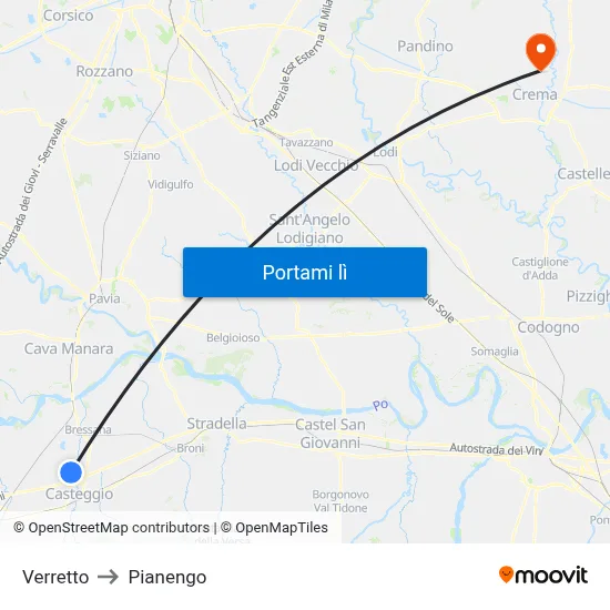 Verretto to Pianengo map