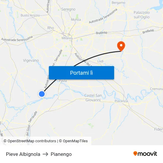 Pieve Albignola to Pianengo map