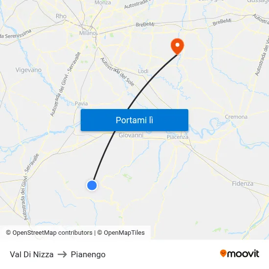 Val Di Nizza to Pianengo map