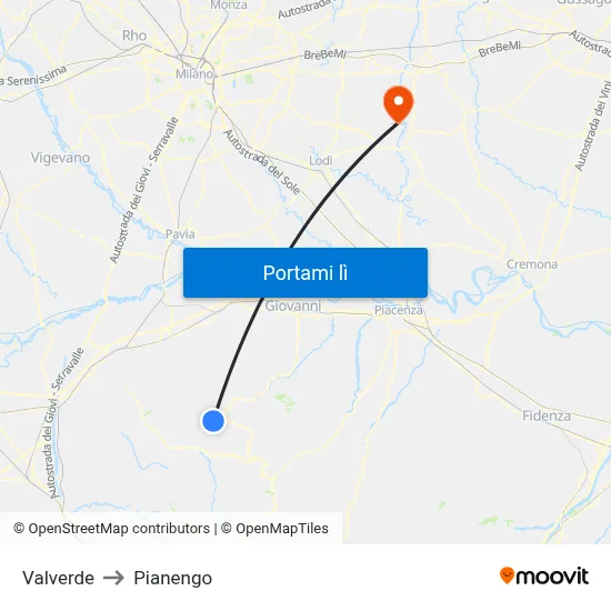 Valverde to Pianengo map