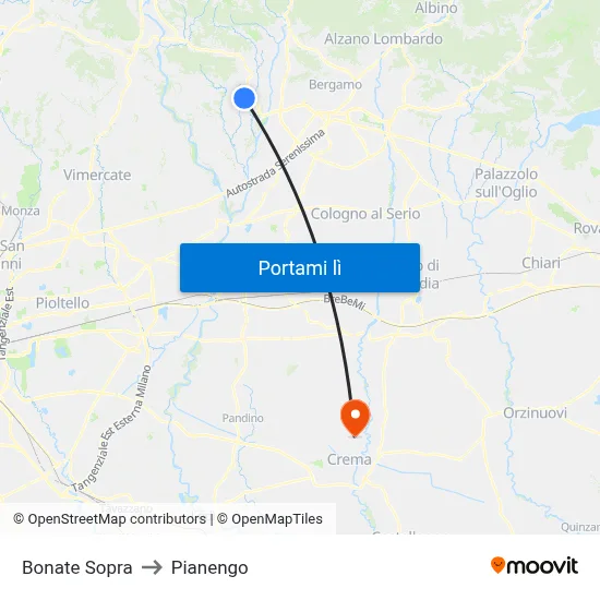 Bonate Sopra to Pianengo map