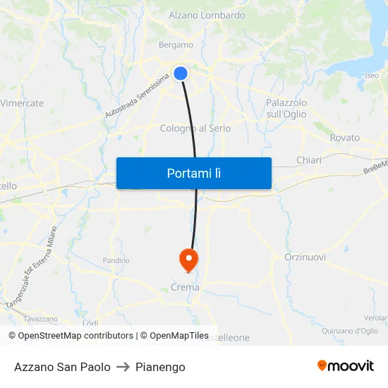 Azzano San Paolo to Pianengo map