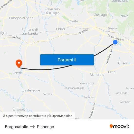 Borgosatollo to Pianengo map