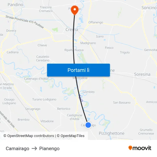 Camairago to Pianengo map