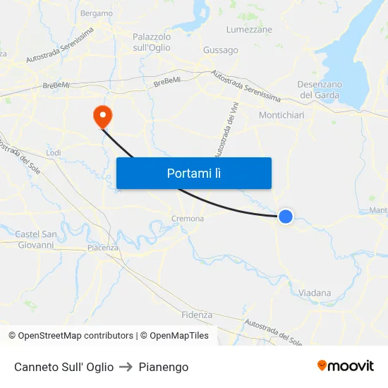 Canneto Sull' Oglio to Pianengo map