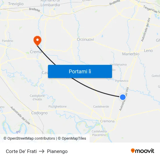 Corte De' Frati to Pianengo map