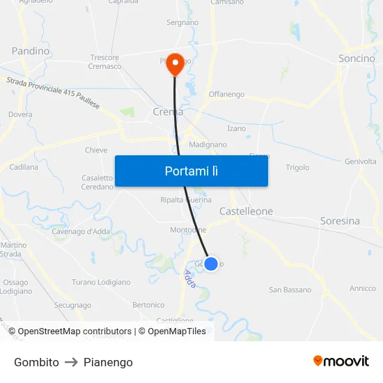 Gombito to Pianengo map