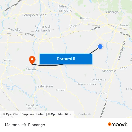Mairano to Pianengo map
