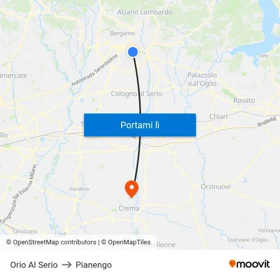 Orio Al Serio to Pianengo map