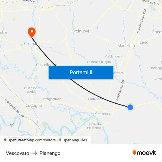 Vescovato to Pianengo map
