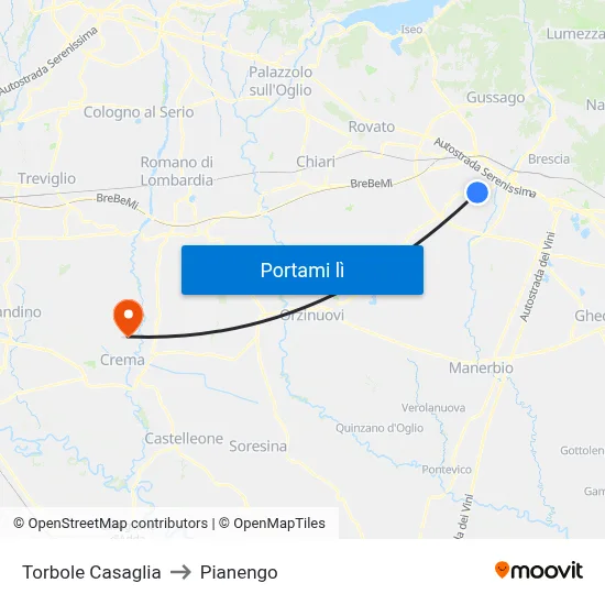 Torbole Casaglia to Pianengo map