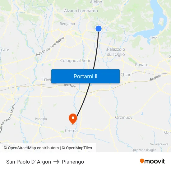 San Paolo D' Argon to Pianengo map