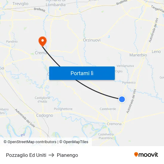 Pozzaglio Ed Uniti to Pianengo map