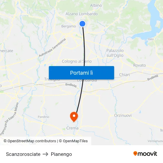 Scanzorosciate to Pianengo map
