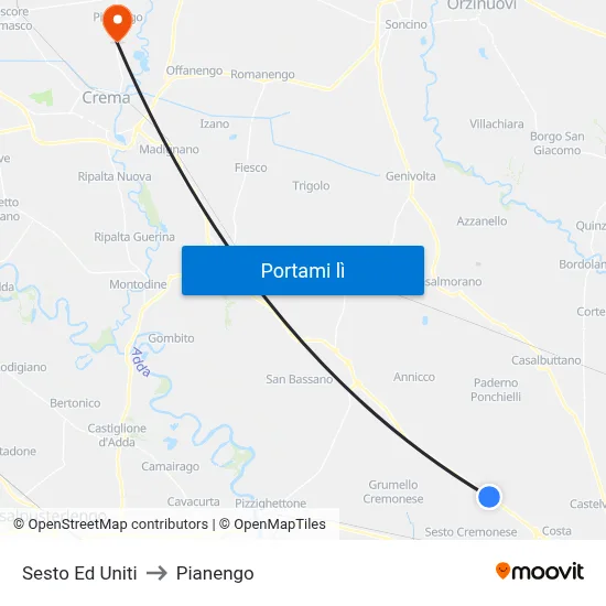 Sesto Ed Uniti to Pianengo map