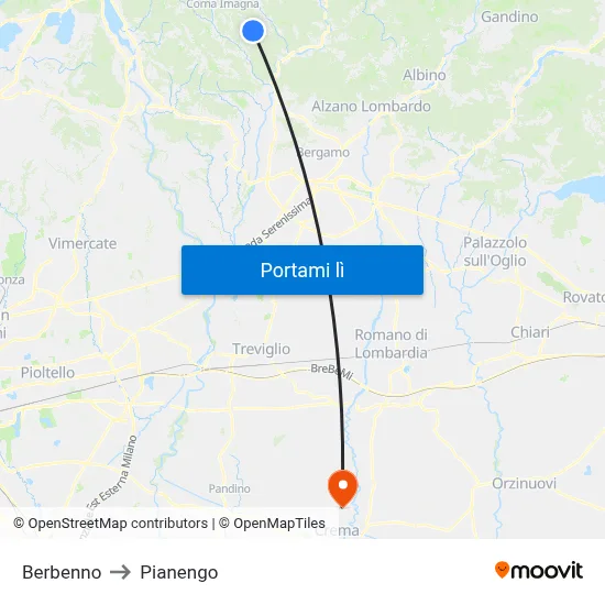 Berbenno to Pianengo map