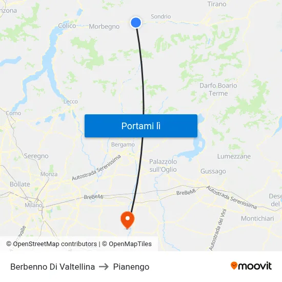 Berbenno Di Valtellina to Pianengo map