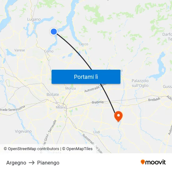 Argegno to Pianengo map