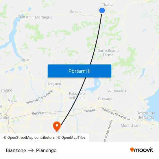 Bianzone to Pianengo map