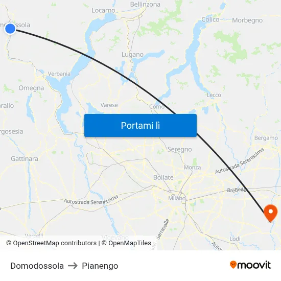 Domodossola to Pianengo map
