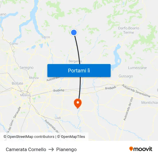 Camerata Cornello to Pianengo map