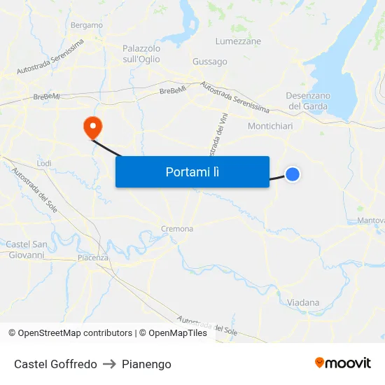 Castel Goffredo to Pianengo map