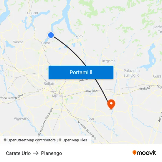 Carate Urio to Pianengo map