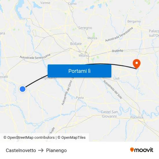 Castelnovetto to Pianengo map