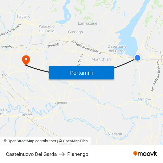 Castelnuovo Del Garda to Pianengo map