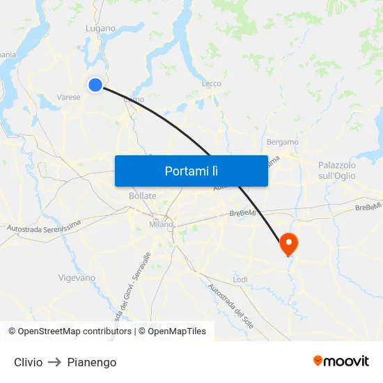 Clivio to Pianengo map