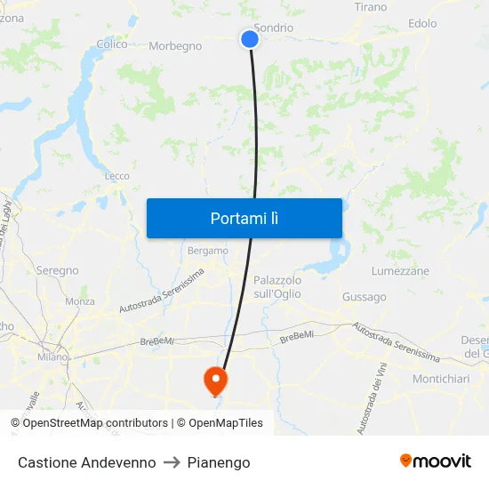 Castione Andevenno to Pianengo map