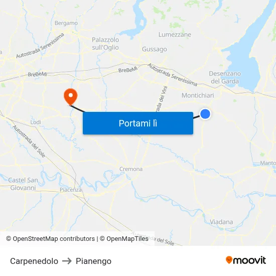 Carpenedolo to Pianengo map