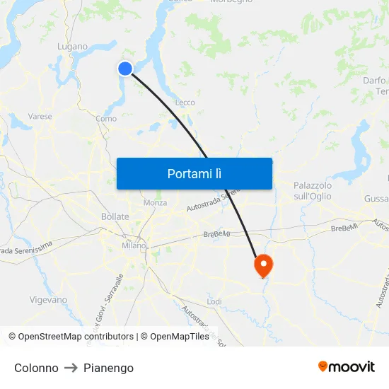 Colonno to Pianengo map