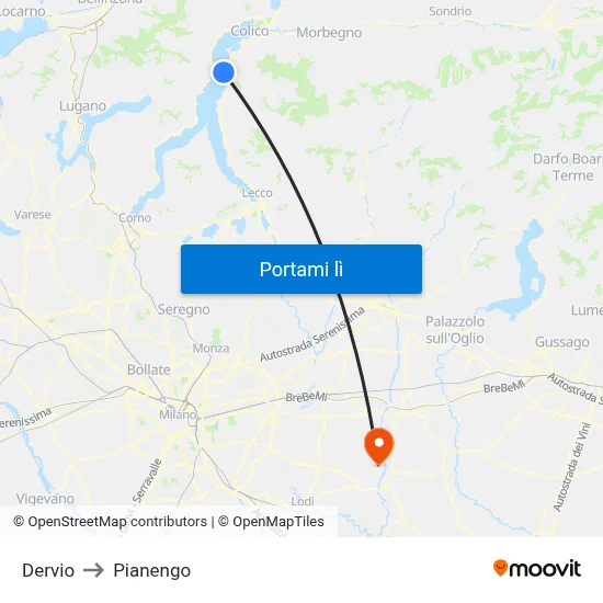 Dervio to Pianengo map