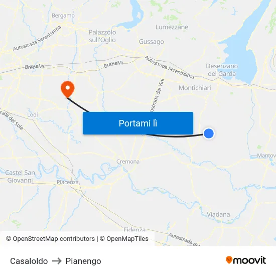 Casaloldo to Pianengo map