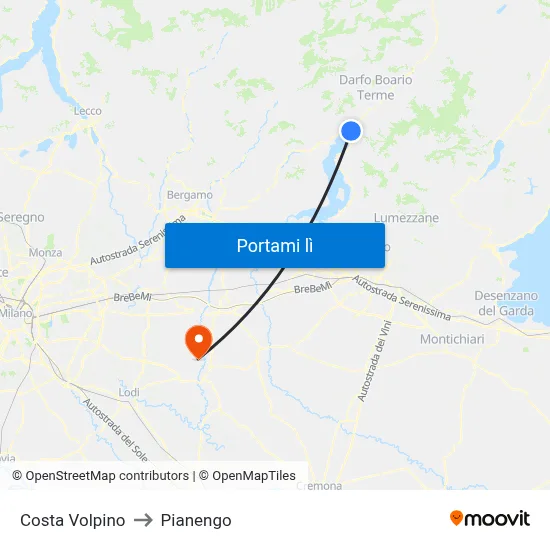 Costa Volpino to Pianengo map