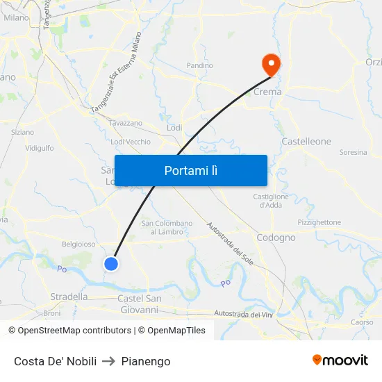 Costa De' Nobili to Pianengo map