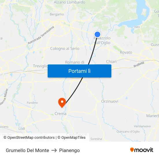 Grumello Del Monte to Pianengo map