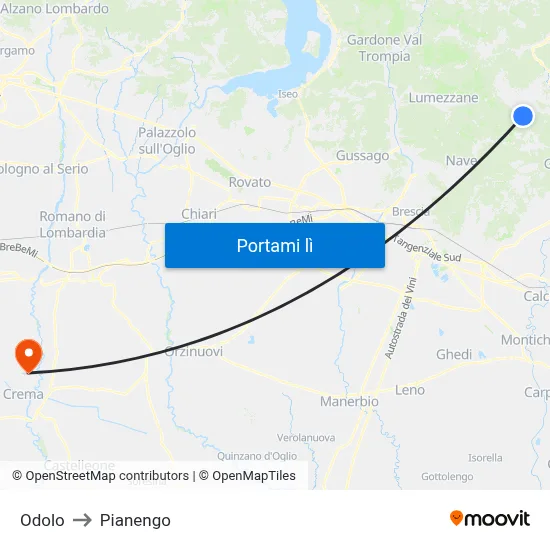 Odolo to Pianengo map