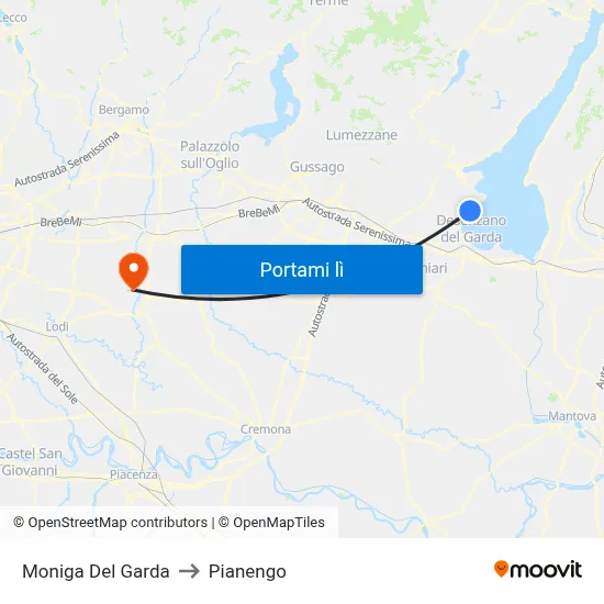 Moniga Del Garda to Pianengo map