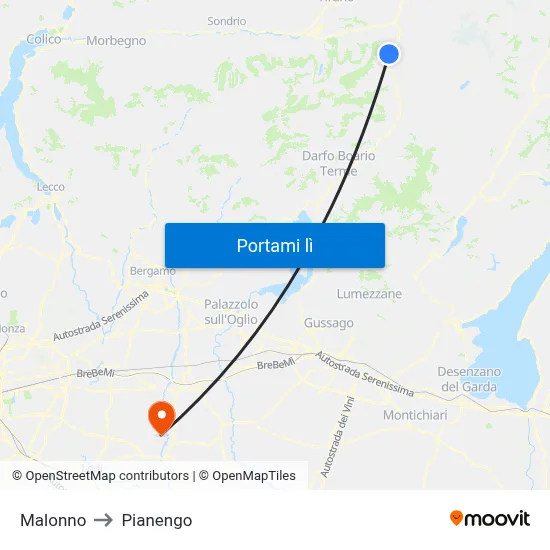 Malonno to Pianengo map