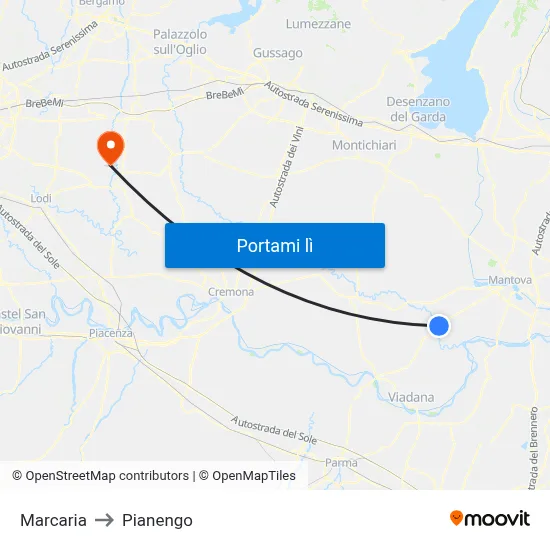 Marcaria to Pianengo map
