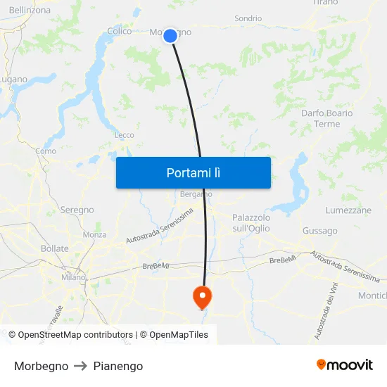 Morbegno to Pianengo map