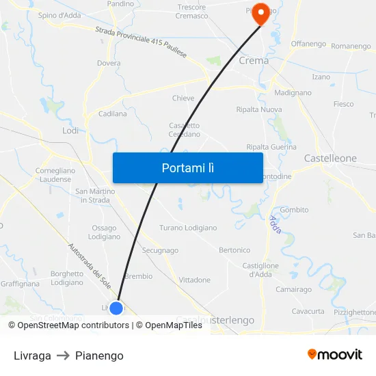 Livraga to Pianengo map