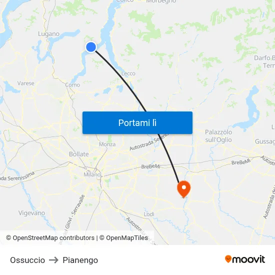 Ossuccio to Pianengo map