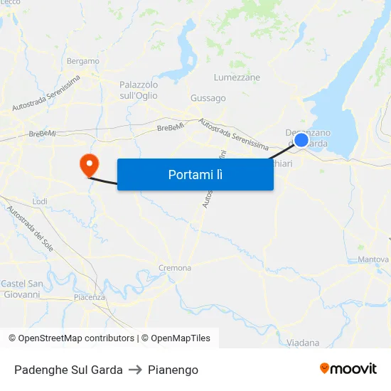 Padenghe Sul Garda to Pianengo map