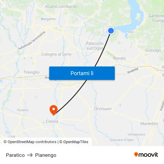 Paratico to Pianengo map